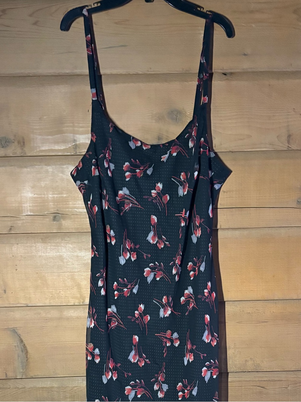 Vintage 90s Black Floral Midi Slip Dress- Size 14- Whimsigoth - Picture 1 of 10
